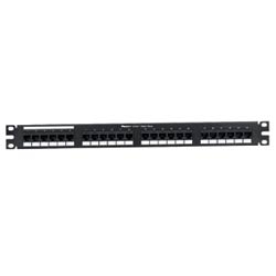 24 PORT, RJ45 PATCH PANEL WITH 110 TERMINATIONS, T568A/B WIRING CAT 6 DP6 PLUS COLOR BLACK 1 RACK MOUNT SPACE
