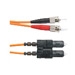 Hybrid Patch Cord, Two ST To SC Duplex Connectors, 2-Fibers Multimode OM2 50/125µm Duplex, Riser Rated, 3mm Jacketed Cable, Orange Jacket, 3 MT