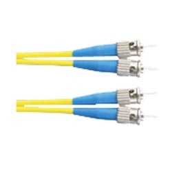 Patch Cord, ST to ST Connectors, 2-Fibers Duplex Single-mode OS1/OS2 9/125µm, 3.0mm Jacketed, Riser Rated, Yellow Jacket, 1 MT