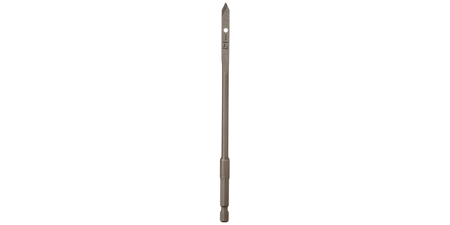 Flat Boring Bit, 1/4 in. ID Hole, 6 in. L, 1/4 in. Hex Shank