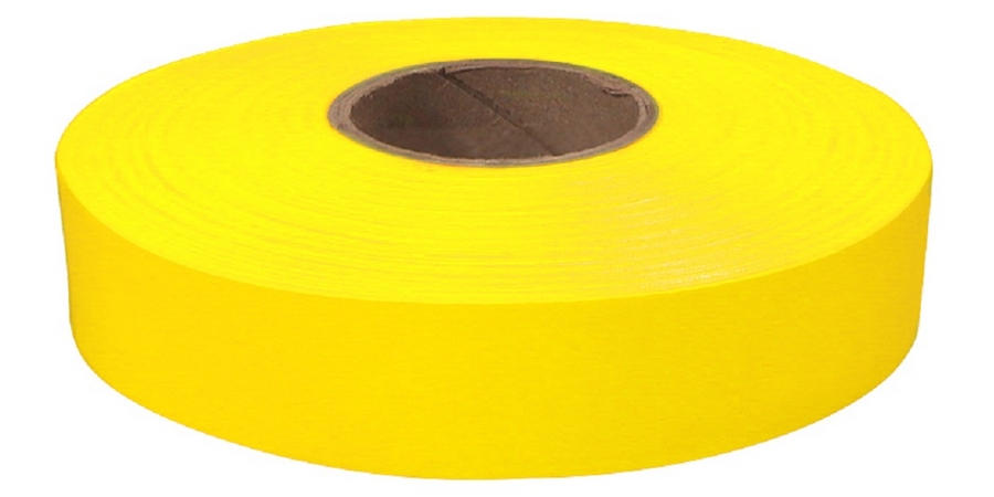 Tape, Flagging, 1 in. Width x 600 ft Length, Yellow