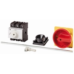 Main Switch, 3 Pole, 100 A, Emergency-stop Function, LockAble In The 0 (off) Position, Rear Mounting, With 400 mm Metal Shaft