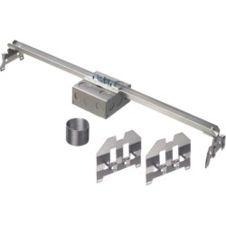 Steel fixtured box kit for suspended ceilings. With adjustable mounting bar. Preset for 24 in. Grid. Supports up to 50lb fixtures. 1-1/2 inch box depth, 30 cu. in. 4 in. square box.