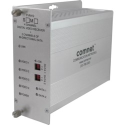4-channel Digitally Encoded Video Receiver + 2 Bi-directional Data Channels, SM, 1 Fiber