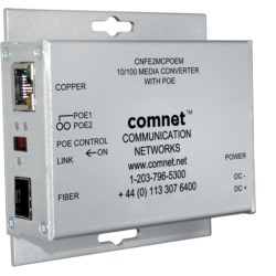 Ethernet Media Converter, 2-Port, 10/100 Mbps Ethernet, 4.1" Length x 3.7" Width x 1" Height, With PoE