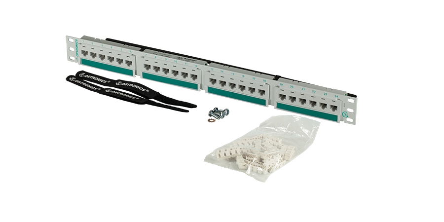 CLARITY 5E WHITE 24-PORT PANEL, CAT5E, SIX-PORT MODULES, 19
