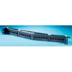Clarity 5E angled 24-port panel, Cat 5e, six-port modules, 19&quot; x 1.75&quot;