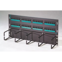 Clarity 5E hinged 48-port panel with lower cable management panel, Cat5e, six-port modules, 19" x 8.75"