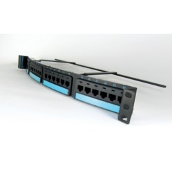 Clarity 6 curved 24-port Cat6 patch panel, six-port modules, 19" x 1.75"