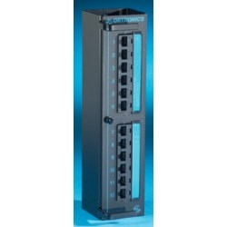 Clarity 6 12-port Category 6 mini patch panel, hinged mounting, 10" x 2.5"