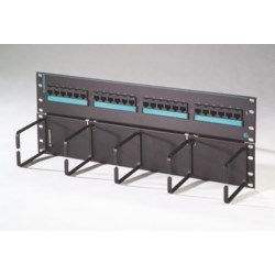 Clarity 6 hinged 24-port panel with lower cable management panel, Cat6, six-port modules, 19&quot; x 7.0&quot;