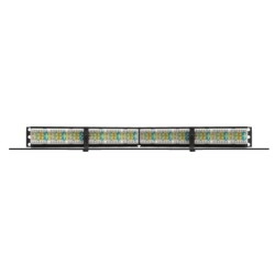 Techchoice Cat6A Patch Panel, 24-port, Angled, Black
