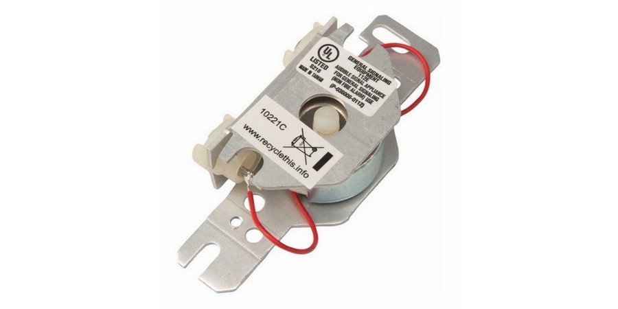 Strap-Mount, Buzzer, 0.05 A, 120 VAC, 1 in. D, Zinc-Plated, 3-3/4 in. W