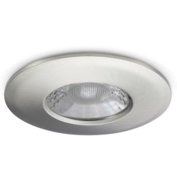 V50 Fire-rated LED Downlight, 7W 650lm, IP65, Brushed Nickel Finish, Emergency