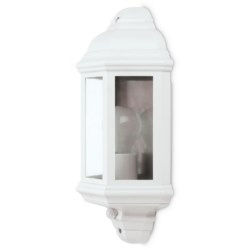 Montella Half Wall Lantern, Mains, IP44, C/W, PIR, Halogen ES 42W E27, White