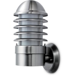 NiteLED Dome Wall Light, Mains, IP44, Louvred, LED, 8.5W, 4000K, 200lm, Stainless Steel