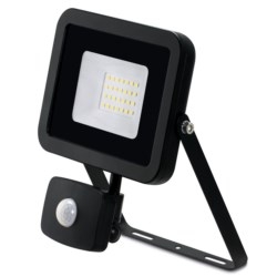 20W LED Floodlight +PIR, IP44, Aluminium, 4000k, Black