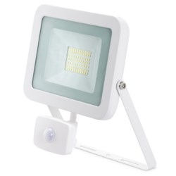 50W LED Floodlight +PIR, IP44, Aluminium, 4000k, White