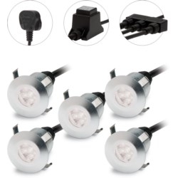Charon Deck Light Kit, IP65, 5x, Mains, 2.5W, 6000K, 150lm, LED, Brushed Aluminium