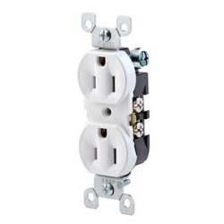 15 Amp, 125 Volt, Duplex Receptacle, Residential Grade, Grounding, All Screws Backed Out - Ivory