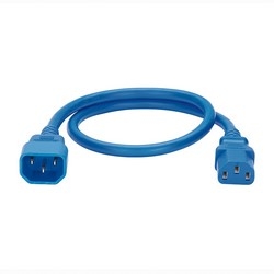 Power Cord, IEC C14 To IEC C13, 4 Feet, Blue, 10PK