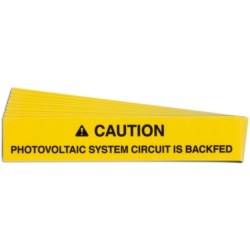 Pre-Printed Solar Circuit Backfed Warning Labels, 1&quot;X4&quot; Vinyl, 25 Pack