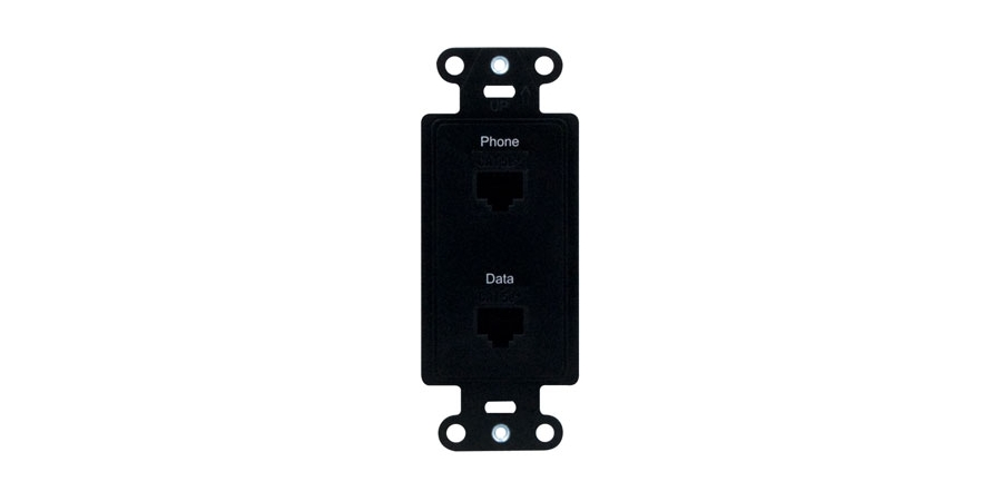 Preconfigured 2Port Strap Phone RJ45, Data RJ45, Black