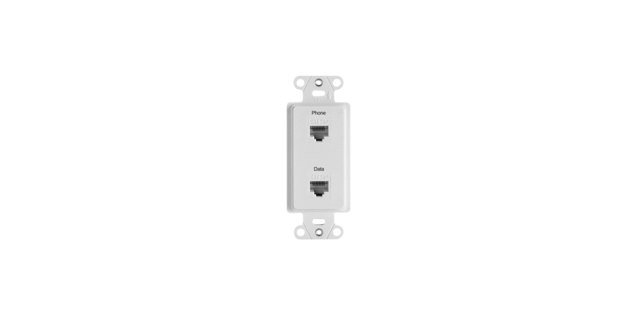 Phone-Data Strap, 2-Port, White, Vertical Orientation