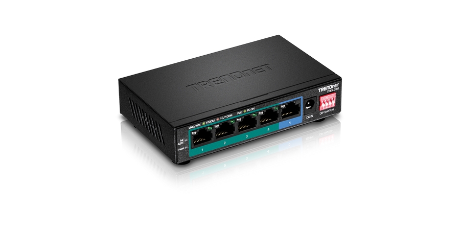 Long Range PoE+ Switch, 5-Port, 4 x PoE+, 1 x Gigabit Port ...