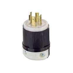 Leviton 30 Amp 480 Volt 3 Phase Locking Grounding Plug Black White