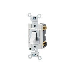 20 Amp, 120/277 Volt, Toggle 3-way AC Quiet Switch, Commercial Grade, Grounding - White
