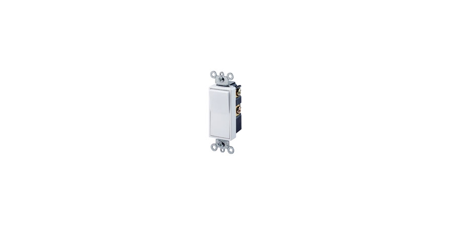Rocker Switch, 15A, 120/277VAC, Back and Side Wire, Residential, White