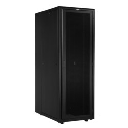 ES Cabinet, 84"H x 30"W x 42"D, 44 RMU, 40" Usable Depth, 35" Max. Rail Spacing, 3300 lb. Wt. Cap., Black, Includes:  Frame, levelers (2.5"H), PDU brackets; Mesh Contour Front & Rear Door; Solid (2) Side ; 3/8" sq. (M6) Mounting Rails; Solid Top