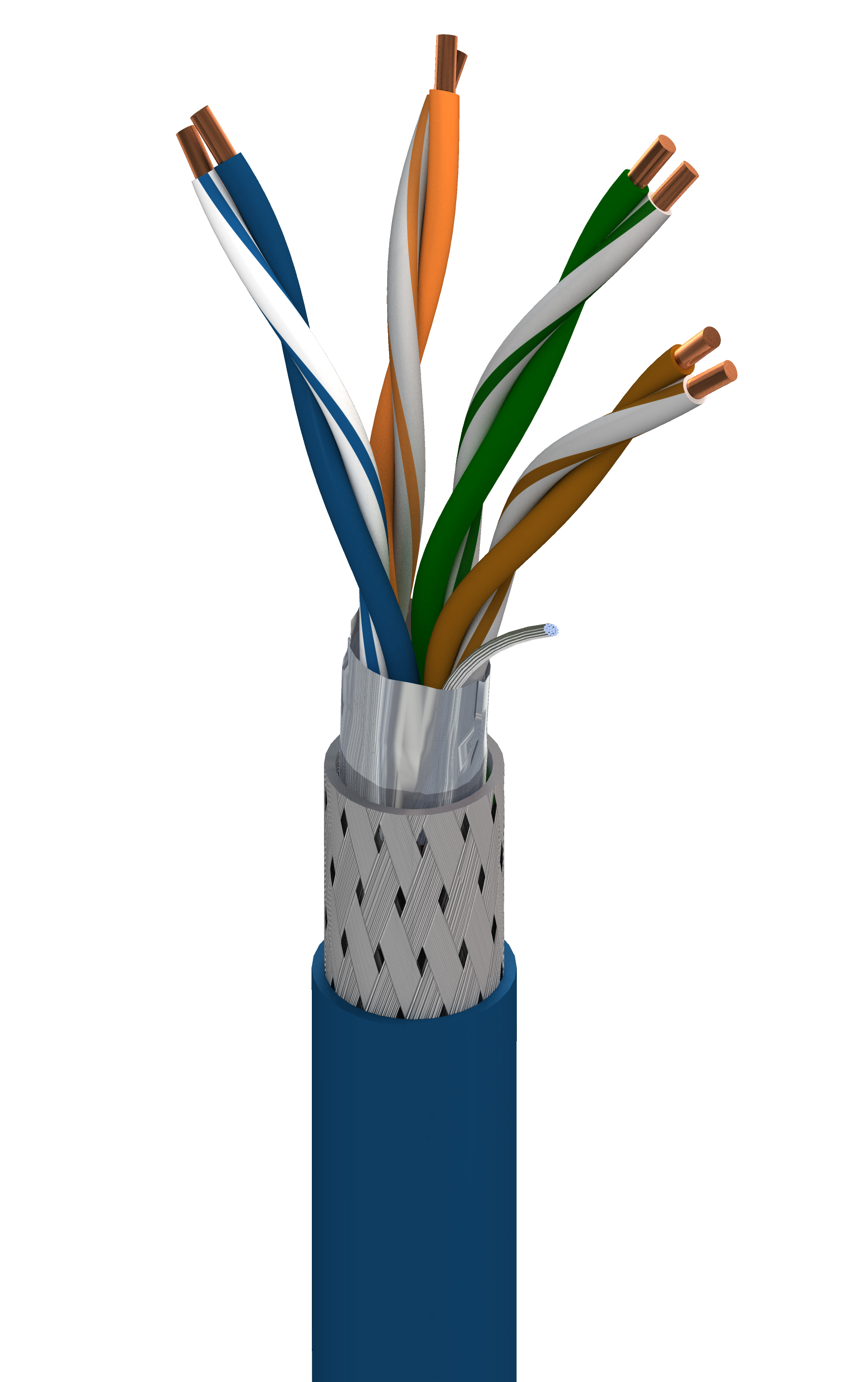 Cat 5e Cable, Solid, Screened/Foiled, Length 1000 ft., Black