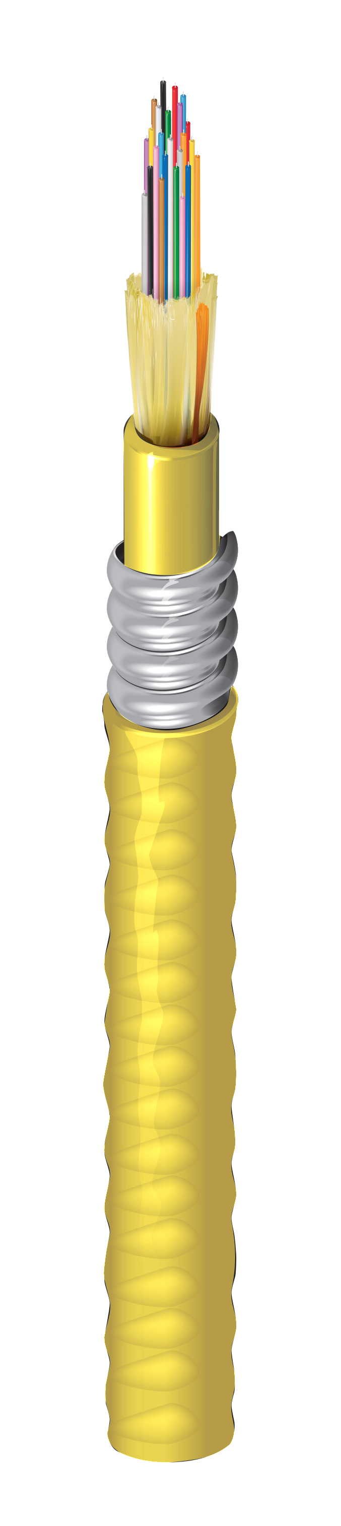 Fiber Optic Cable, OS2, Yellow, Tight Buffered, Aluminum Interlocked ...