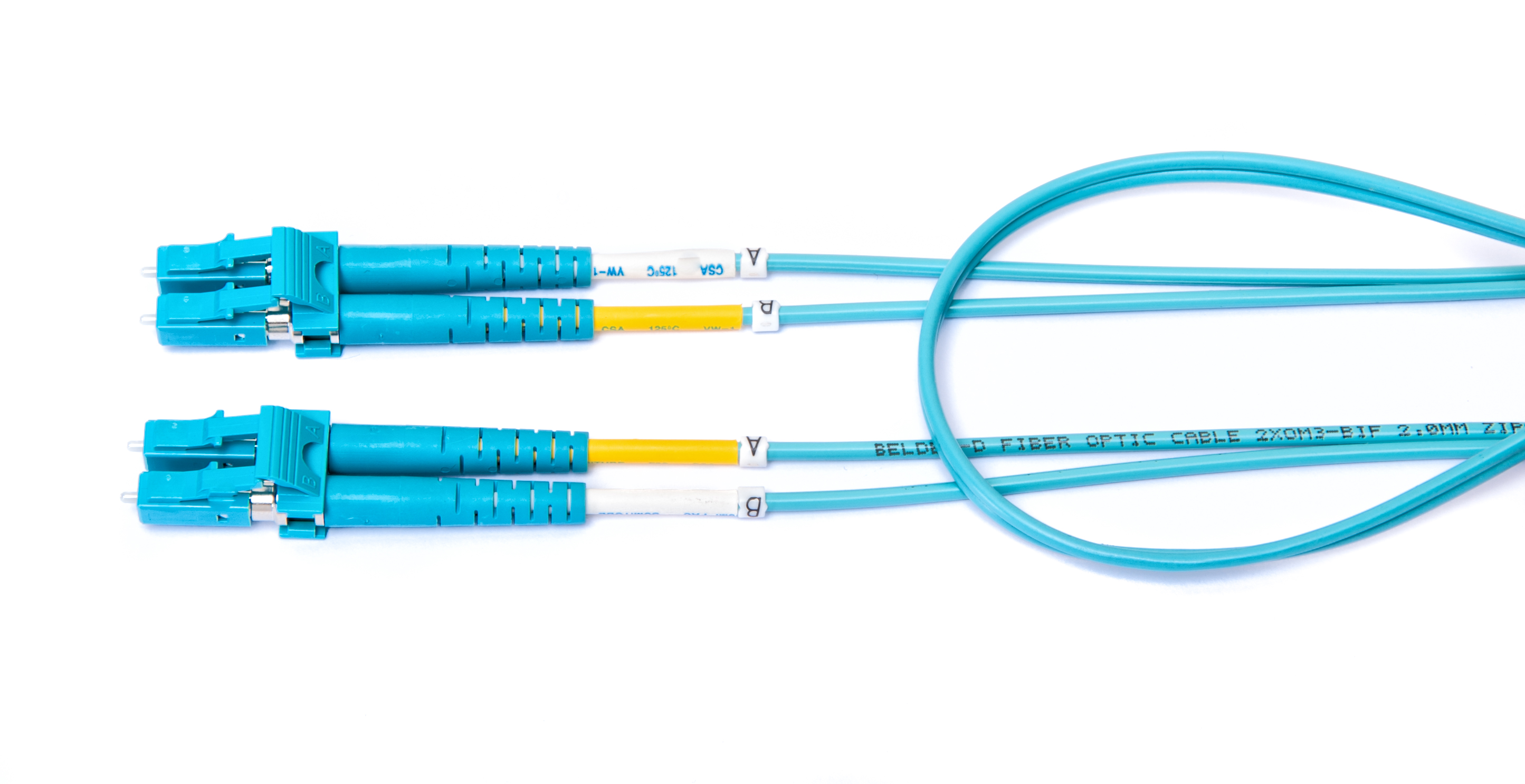 Patch Cord, LC Duplex, LC Duplex, OM3, Aqua, Riser, 4m