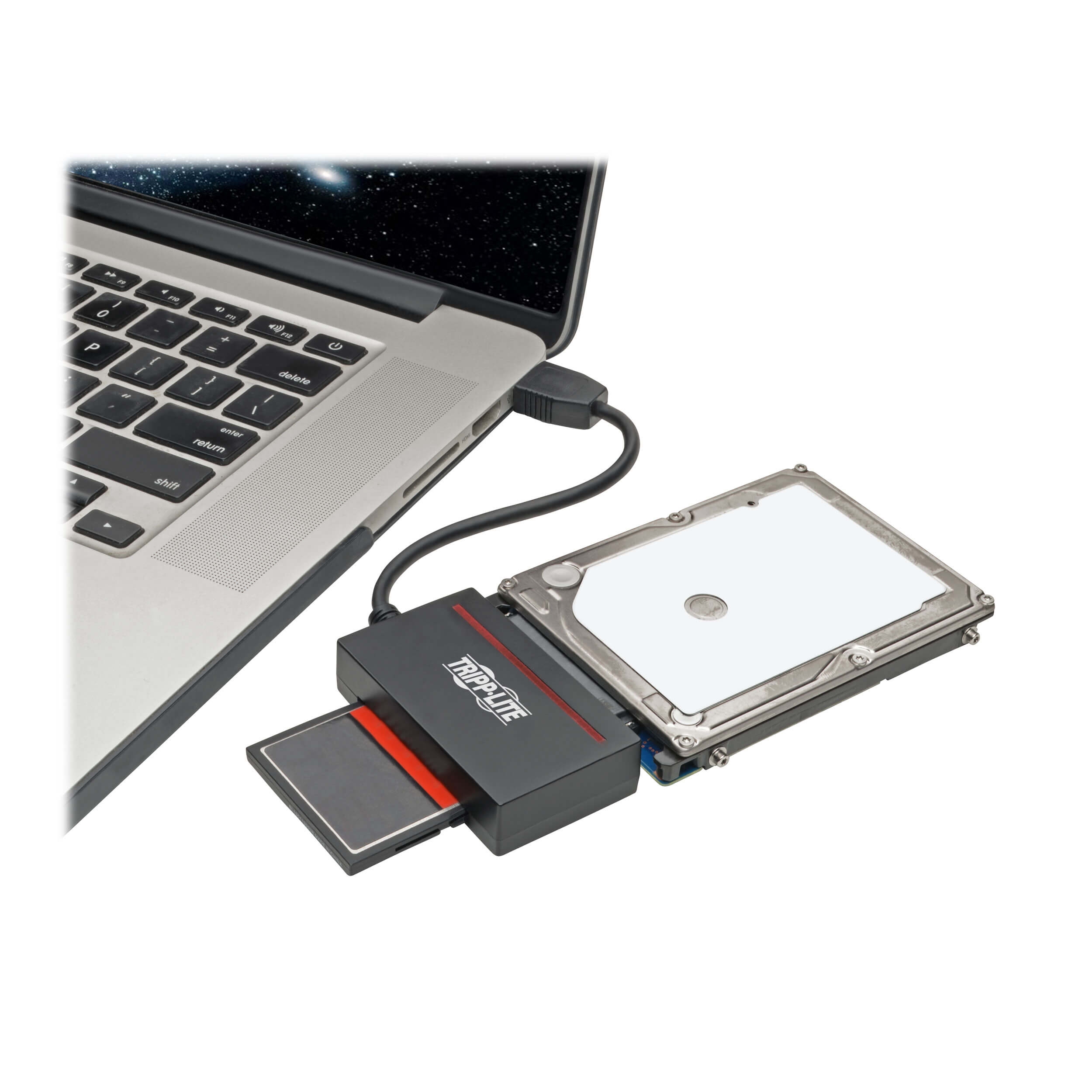 Cable Assembly Adapter, Outputs SATA III, Inputs USB-A, Black