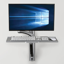 Mount, Video Display, SINGLE-DISPLAY SIT-STAND, WALL-MOUNT WORKSTATION WITH, THIN-CLIENT MOUNT