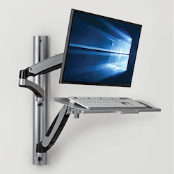 Mount, Video Display, SINGLE-DISPLAY SIT-STAND, WALL-MOUNT WORKSTATION WITH, THIN-CLIENT MOUNT
