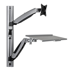 Mount, Video Display, SINGLE-DISPLAY SIT-STAND, WALL-MOUNT WORKSTATION WITH, THIN-CLIENT MOUNT