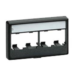 Furniture Faceplate, 4 Port, Black, Supplied With write-on Label And Label cover.
