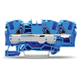 3-conductor Through Terminal Block, 6 Mm2, Blue; Suitable For Ex E II Applications; Side And Center Marking; For Din-rail 35 X 15 And 35 X 7.5; Push-in CAGE CLAMP