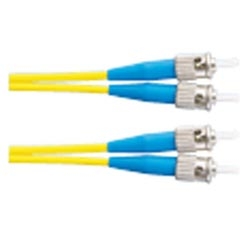 Patch Cord, ST to ST Connectors, 2-Fibers Duplex Single-mode OS1/OS2 9/125µm, 3.0mm Jacketed, Riser Rated, Yellow Jacket, 1 MT