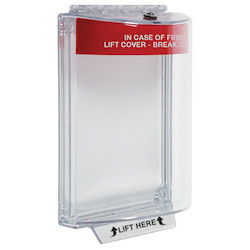 Universal Stopper, Indoor/Outdoor, Dome Cover, Flush Mount, Polycarbonate, Red Fire Label, Without Sounder