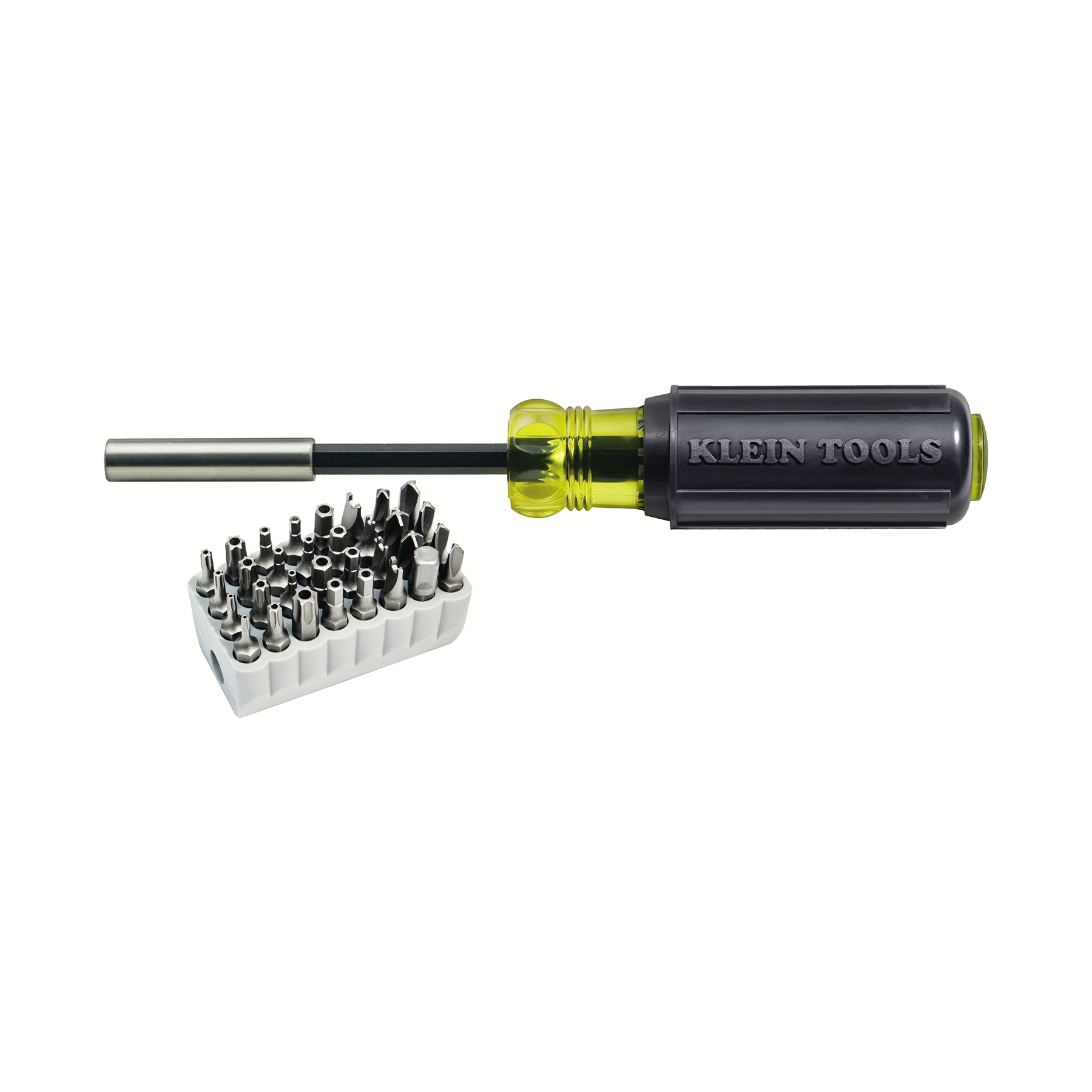 SCREWDRIVER, MAGNETIC W/32 TAMPERPROOF BITS, PVC BLOCK
