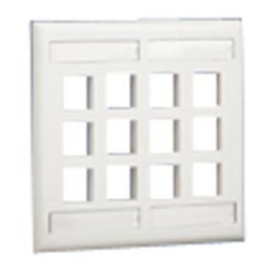 NK 12-Port, single gang, flush mount vertical Faceplate With labels, Electric Ivory