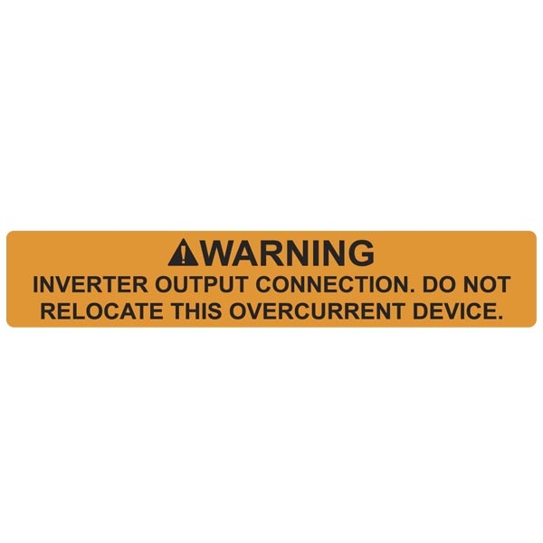 Label, Warning; WARNING INVERTER OUTPUT; 4.1 x 0.75 in.