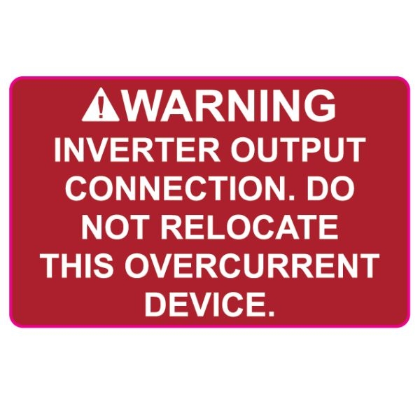 Label, Solar; WARNING:INVERTER OUTPUT CONNECTION; LxH: 1.25 x 2 in.