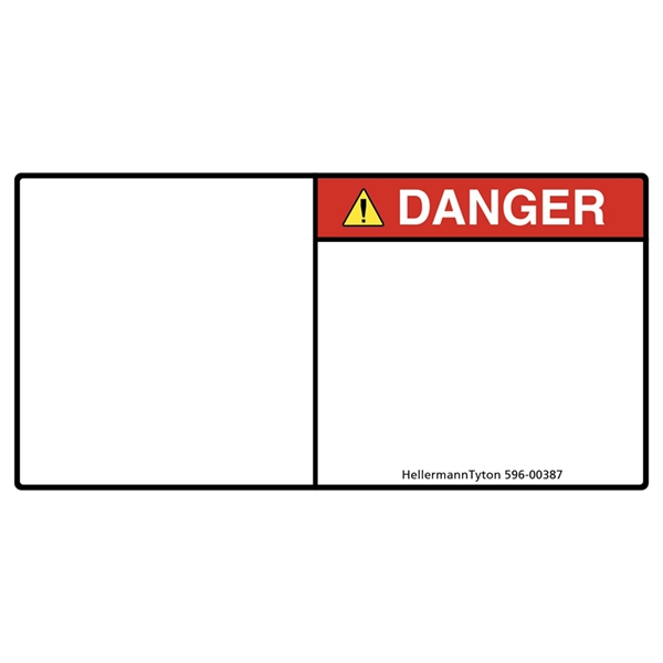 Pre-Printed Header Label, DANGER, Blank Symbol Panel, 2.75 x 5.50, PET ...