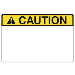 Pre-Printed Header Label, CAUTION, 6.0&quot; x 4.0&quot;, PET, Yellow, 250/roll